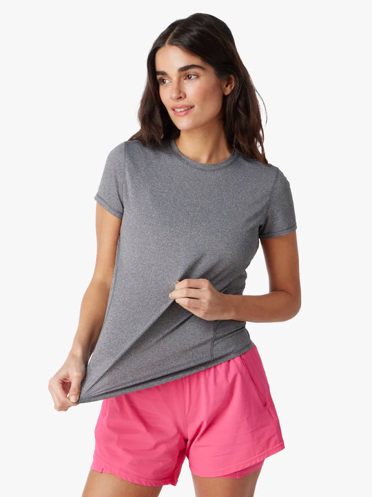 BreezeKnit™ Short Sleeve Top | Heather Charcoal