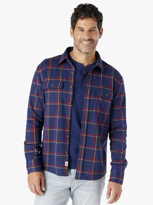 Dunewood Ultra Stretch Flannel | Friday Nights Navy Plaid