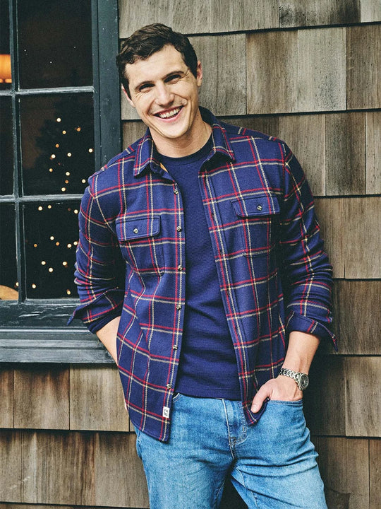 Dunewood Ultra Stretch Flannel | Friday Nights Navy Plaid