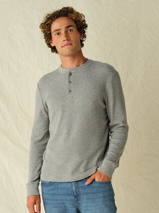 Hudson Waffle Henley | Heather Grey