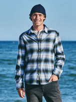 Thumbnail 2 of Seaside Lightweight Flannel | Smooth Blue Plaid