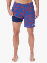 Thumbnail 5 of The Schooner Mesh Short | Cobalt Neon Leaves