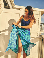 Thumbnail 2 of The Amagansett Sarong | Cobalt Jagged Palms