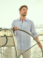 Thumbnail 2 of The Island Linen Shirt | Wave Blue Stripe